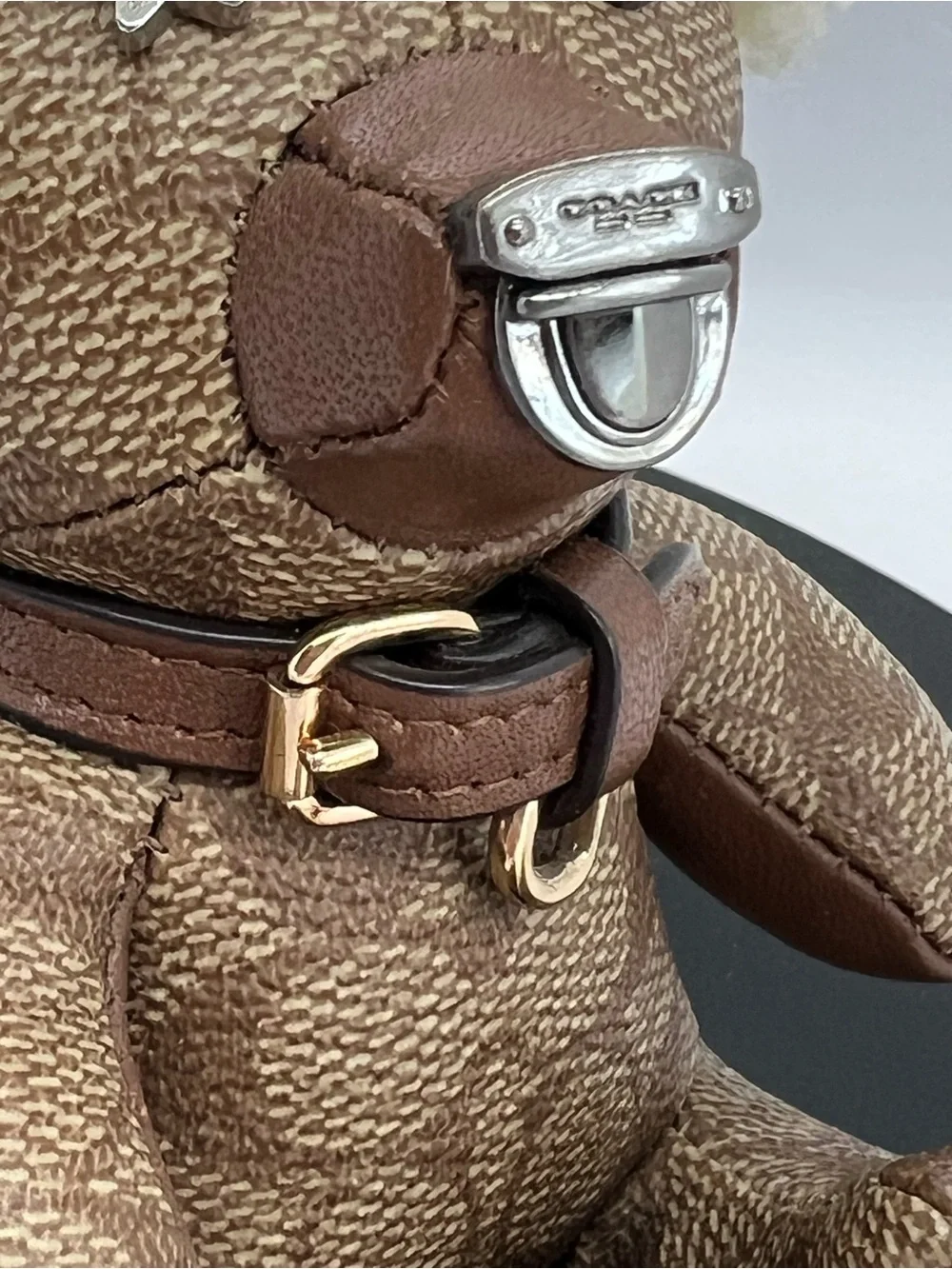 Coach Signature Canvas Bear Bag Charm Keychain with Shearling (Missing Tag) - Picture 9 of 15